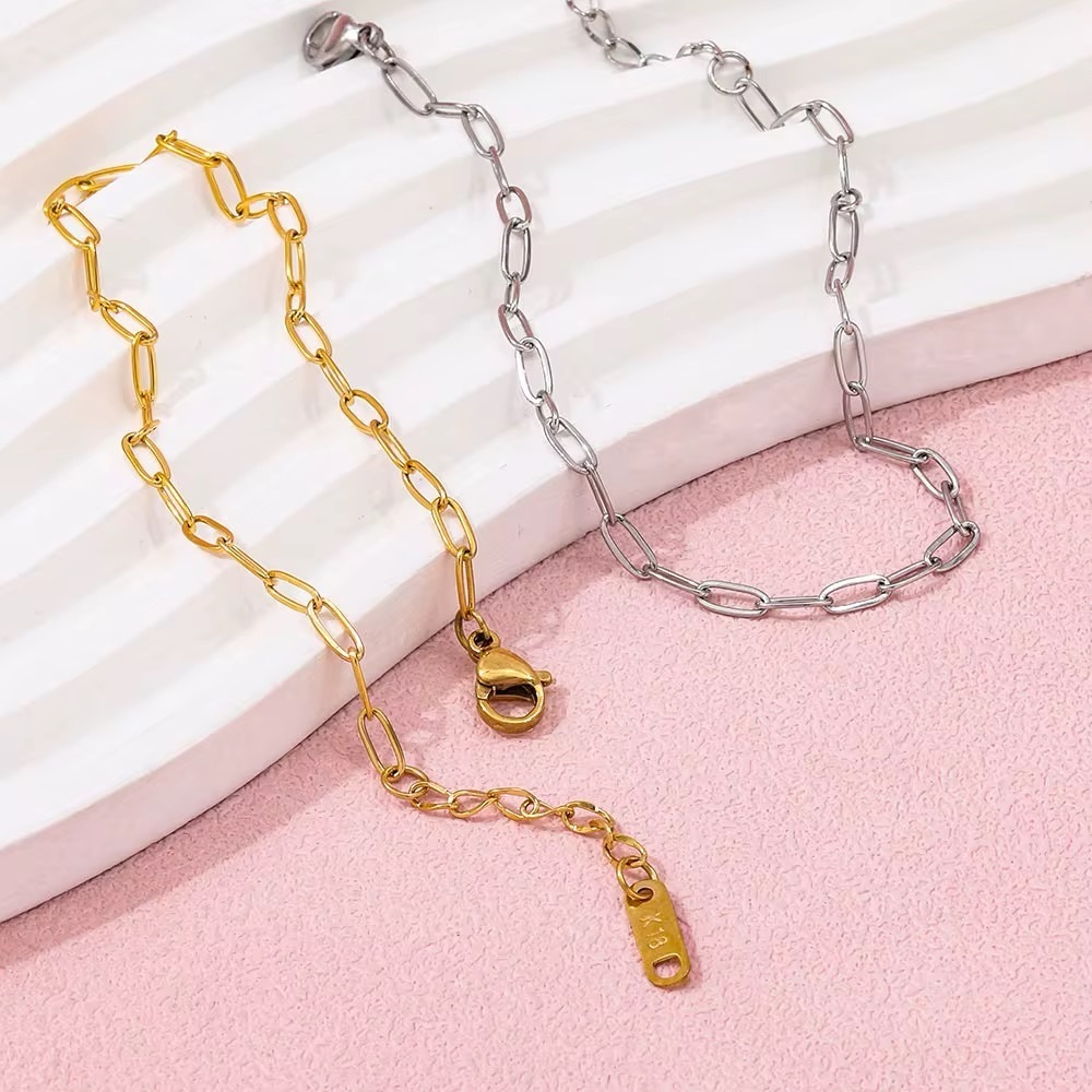 Dainty Stainless Steel Paperclip Chain Bracelet - Picture 2 of 5